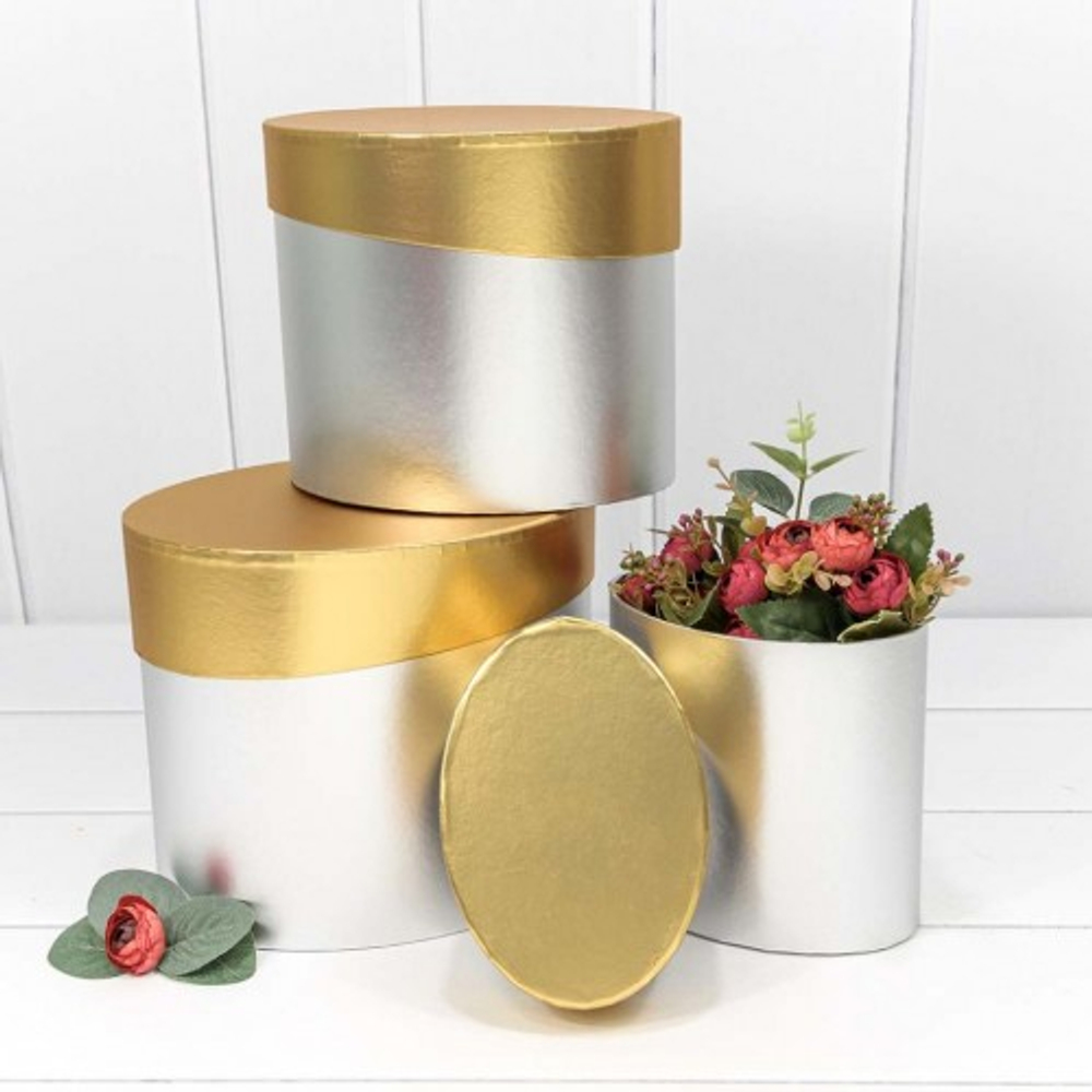 Коробка 22х17х18.5 см Набор 3 шт "Металл" (Серебряный)