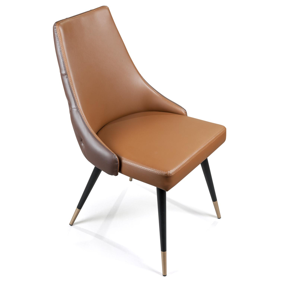 Стул Lucas, иск.кожа коричневый, золотистый декор на ножках