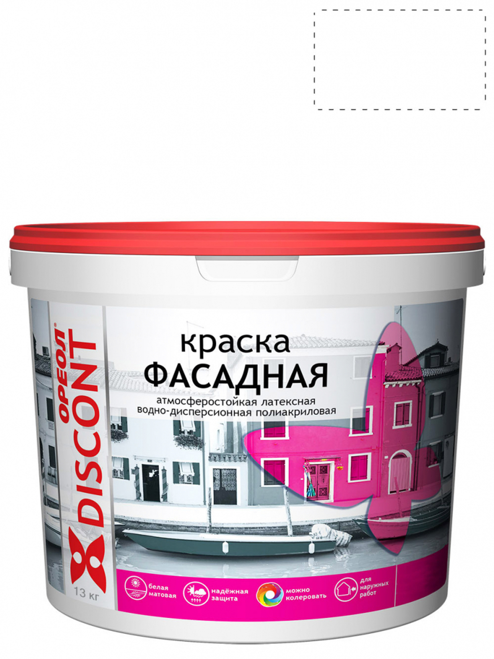 Краска фасадная полиакриловая Ореол Дисконт матовая белая 13 кг