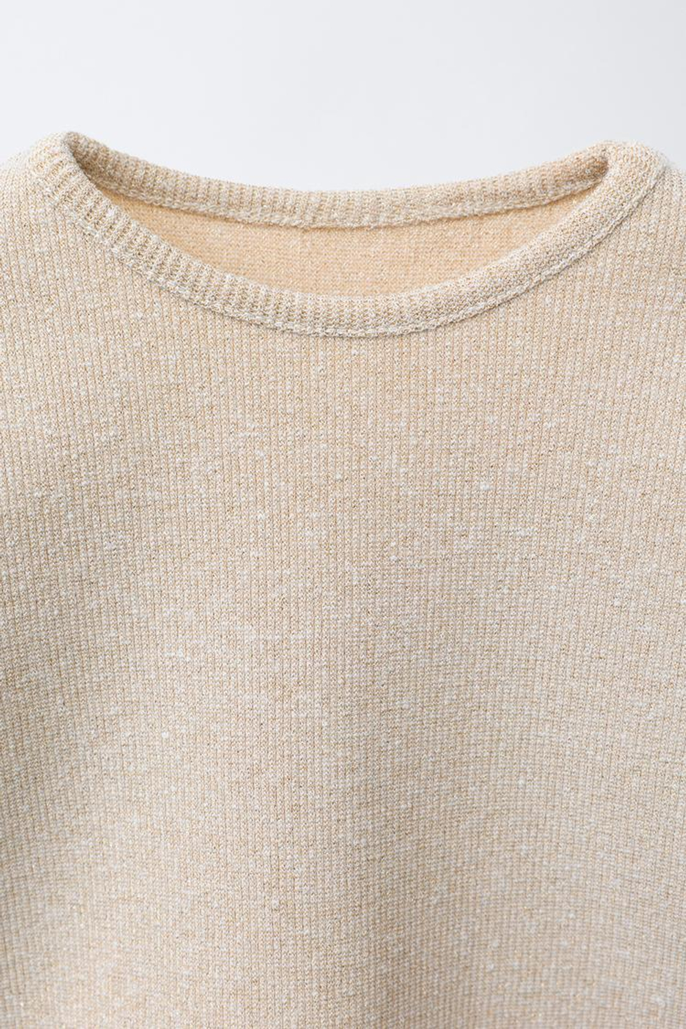 ZARA ФУТБОЛКА В РУБЧИК С БЛЁСТКАМИ, ЗОЛОТИСТЫЙ