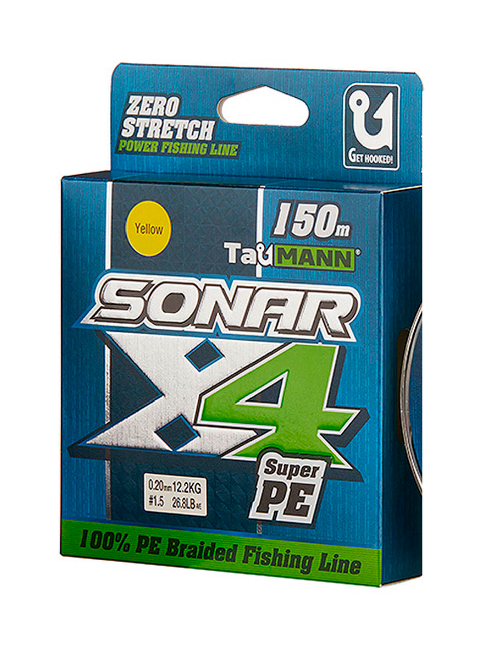 Плетеный шнур для рыбалки TauMANN Sonar PE X4 150m #1.2 (0.18mm) Yellow