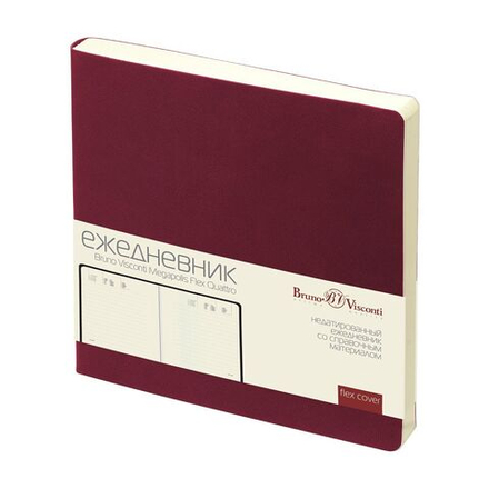 Ежедневник недат. 145*145мм 136л., мягк.пер., иск.кожа "Megapolis Quattro flex. Бордовый" софт тач