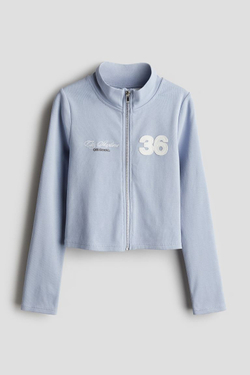 H&M Топ на молнии с контрастными деталями, голубой