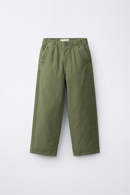 ZARA БРЮКИ ПРЯМОГО КРОЯ, ЗЕЛЕНЫЙ