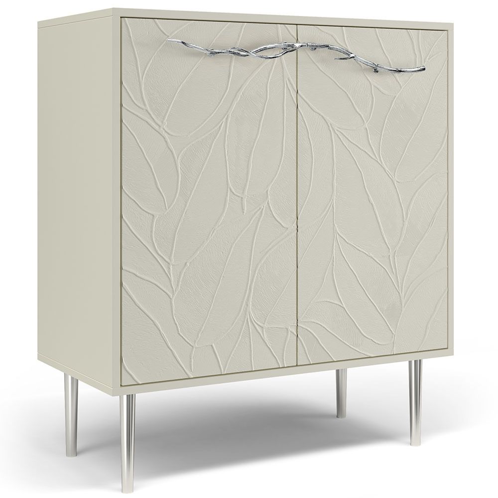 Комод Арт Колор leaves Стайл Сильвер с 2 полками Кремовый белый