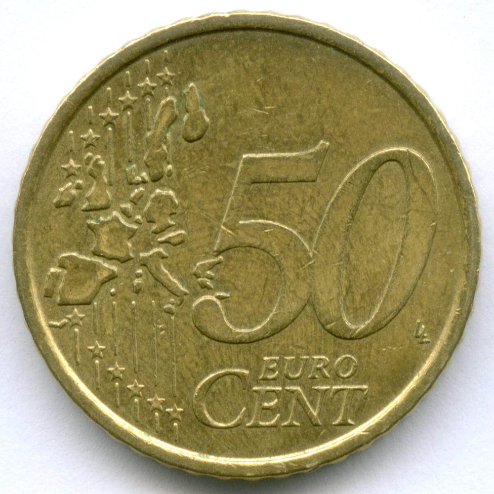 50 евроцентов 2002 год. Италия. Регулярный выпуск. Тип 1. Нордик XF