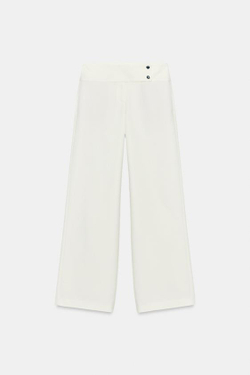 ZARA БРЮКИ ПРЯМОГО КРОЯ С НИЗКОЙ ПОСАДКОЙ, ЭКРЮ