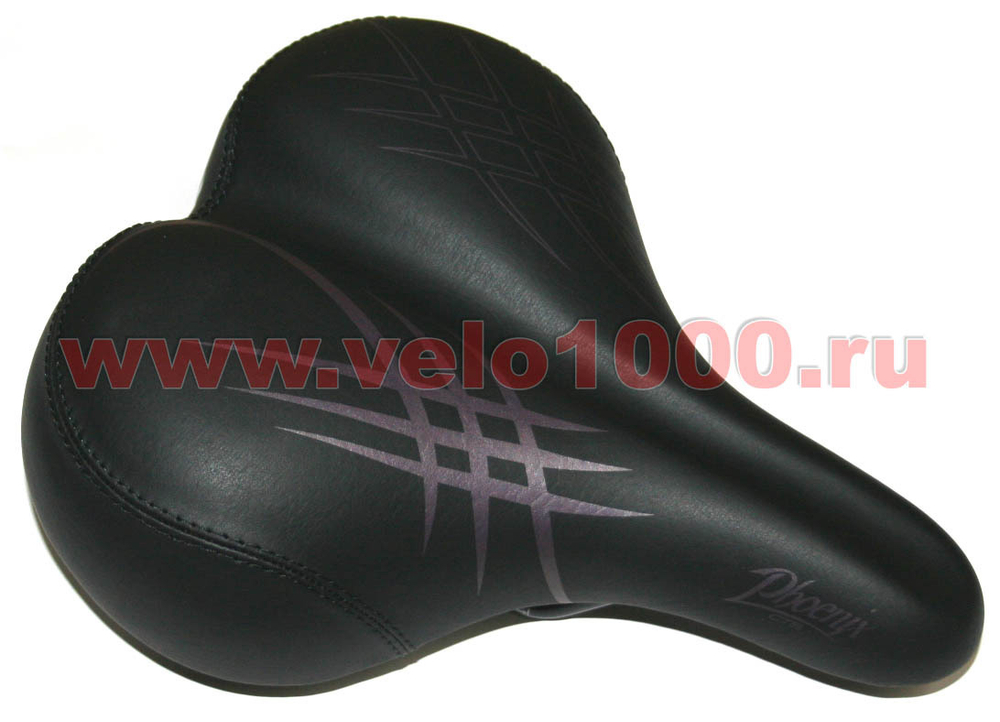 Седло VLX-S08 комфортное 260x210мм., чёрное с серебристыми линиями, лого VLX.