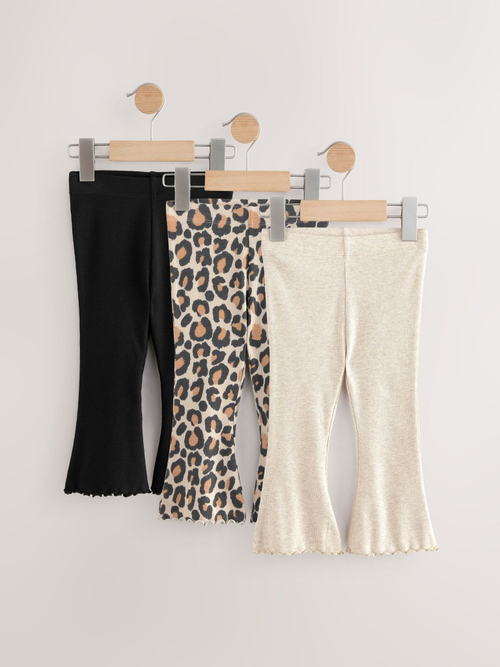 Легинсы-клеш для девочки Next AY1-220, 3 шт., Черный, Бежевый