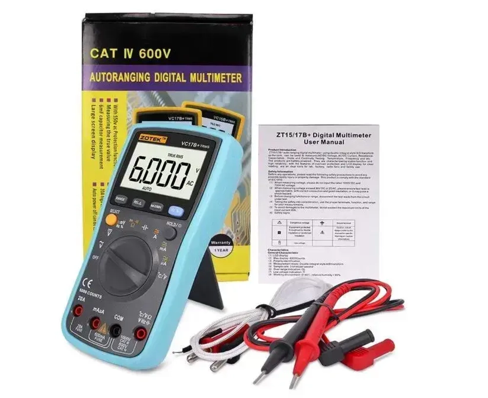 Универсальный мультиметр ZOTEK VC17B+ ZOIY, Цифровой, автоматические диапазоны 6000 отсчетов True RMS