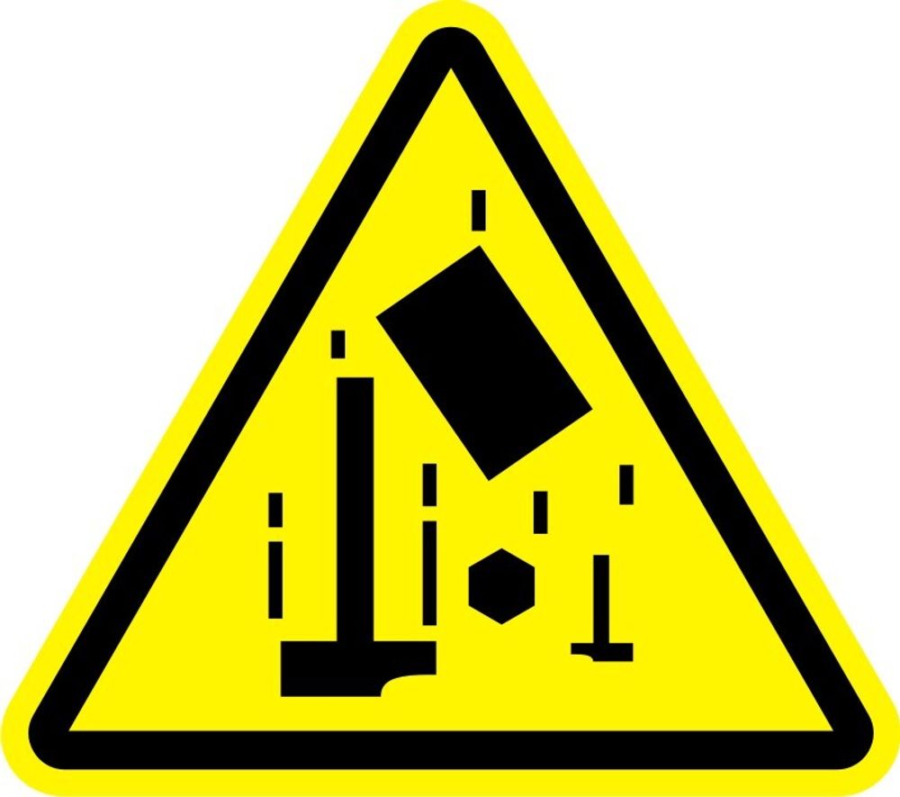 Знак W34 Осторожно, падающие предметы (наклейка, табличка)