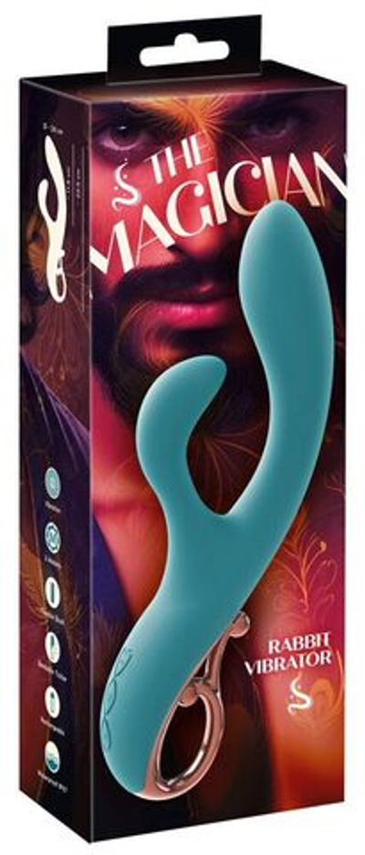 Бирюзовый вибратор-кролик The Magician Rabbit Vibrator - 22,5 см. (Цвет: бирюзовый)