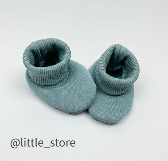 Пинетки "Simple" из футера с начесом, Шалфей темный