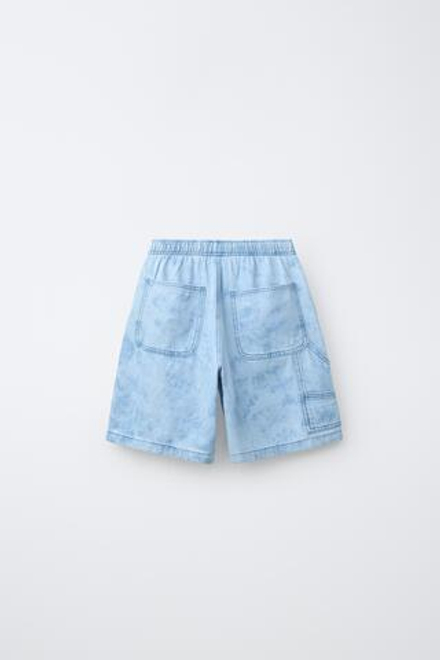 ZARA ДЖИНСОВЫЕ ШОРТЫ TIE DYE, ГОЛУБОЙ