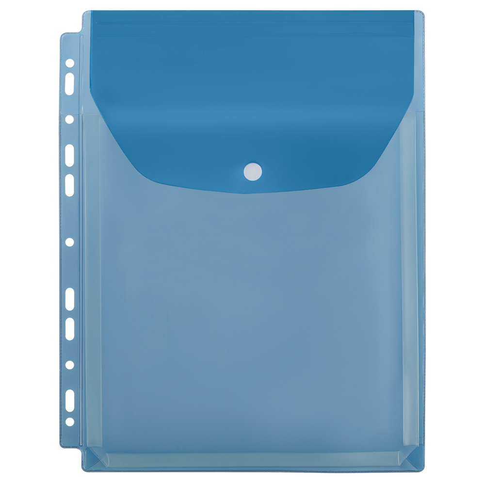 Папка-вкладыш с перфорацией на кнопке СТАММ А4, ПВХ, 180мкм, расширяющаяся до 250л., цветная, ассорти