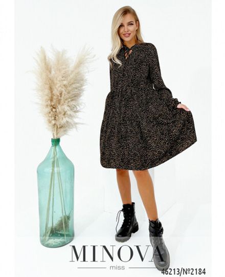 Платье 2184-черный-коричневый Minova Фото 2