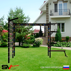Уличная шведская стенка Sv Sport рукоход с комплектом турник прямой У5115 (Турник/Брусья/Стойка/Скамья/Кронш бокс/Сетка)