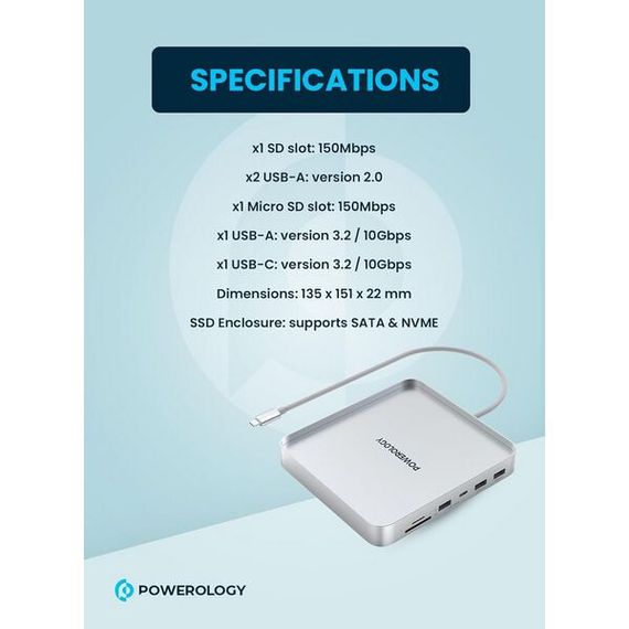 Хаб-подставка Powerology iMac 24 USB-C Dock/SSD 10GBPS (PMSSDD) серый