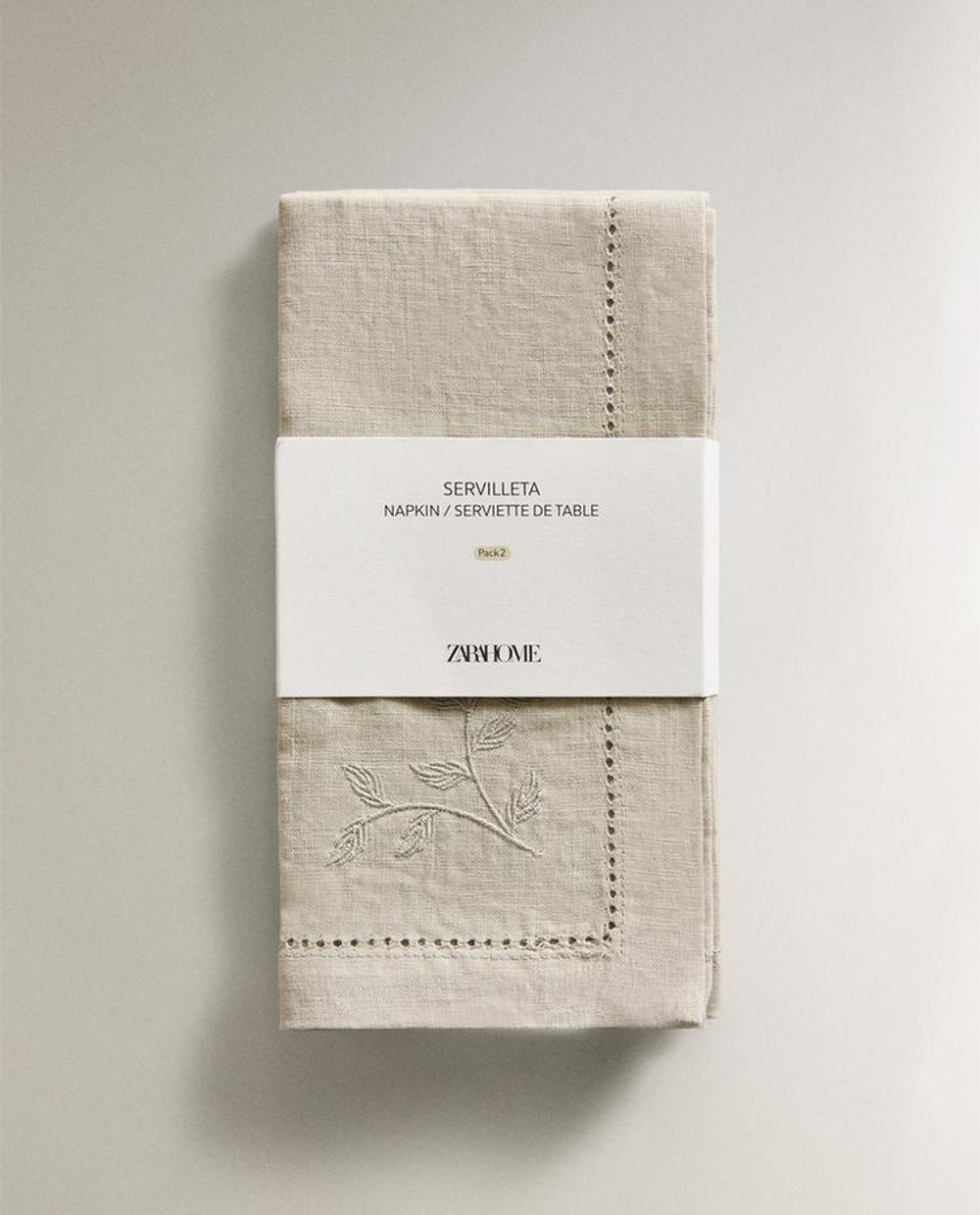 ZARA HOME НАБОР САЛФЕТОК С ВЫШИВКОЙ (2 ШТ.), СИНИЙ