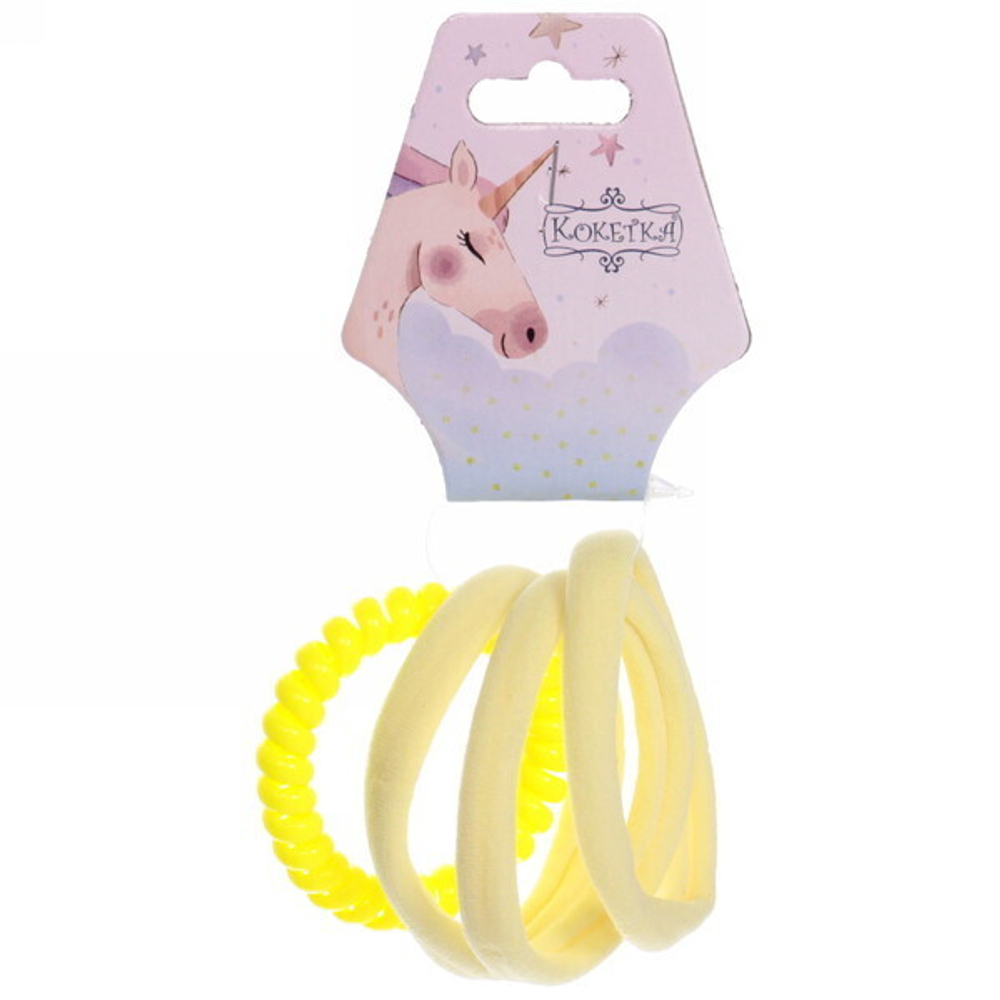 Резинки для волос 4шт «Your Paradise», яркий цвет, микс 6 цветов, d-6.5см (подвес Единорожек)