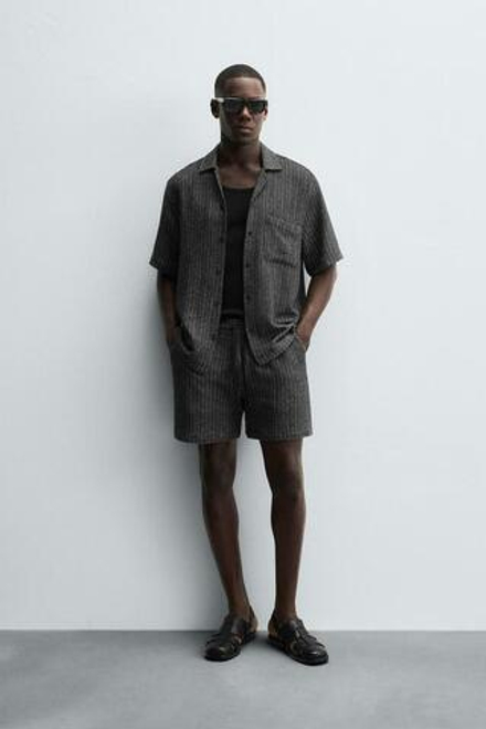 ZARA БЕРМУДЫ ЖАККАРДОВОЙ ТЕКСТУРЫ, МОРСКОЙ СИНИЙ