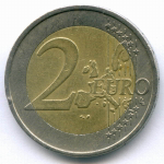 2 евро 2002 год. Греция. Регулярный выпуск. Тип 1 (Разновидность - звезда без S). Биметалл VF