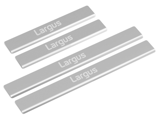 Накладки на пороги AutoMax для Lada Largus 2012-2021 2021-н.в., нерж. сталь, с надписью, 4 шт., AMLALAR01