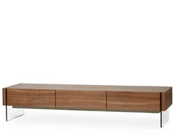 ТВ-тумба Somerset 188х38 см, шпон ореха, стеклянные ножки