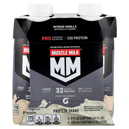 Muscle Milk, Pro Advanced Nutrition, Protein Shake, Intense Vanilla, 4 Cartons, 11 fl oz (330 ml) Each