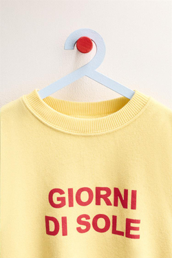 ZARA TIMELESS - ОДНОТОННАЯ ТОЛСТОВКА С НАДПИСЬЮ, ЖЕЛТЫЙ