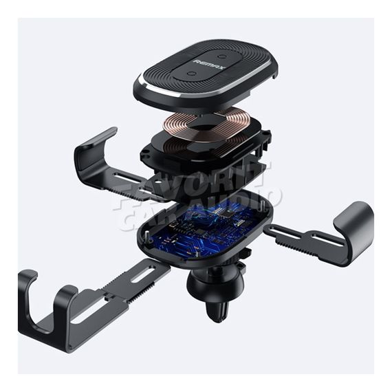 Держатель Remax RM-C38 воздуховод шарнир бесп. зарядка Qi чёрный