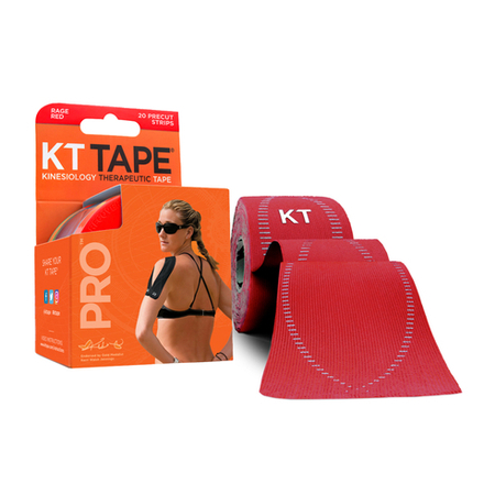 Кинезиотейп KT Tape PRO, Синтетическая основа, 20 полосок 25х5см, преднарезанный, цвет Rage Red