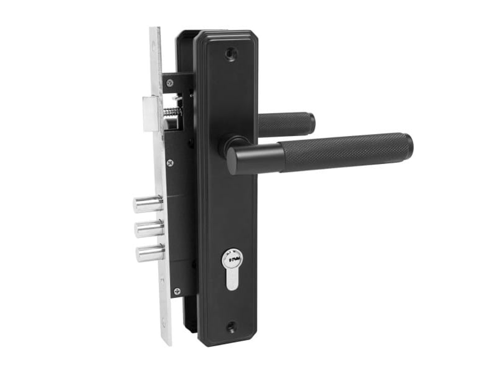 Замок врезной с ручками ЗВ4-3.02.02 ФЕРОНА черный (12шт/уп)