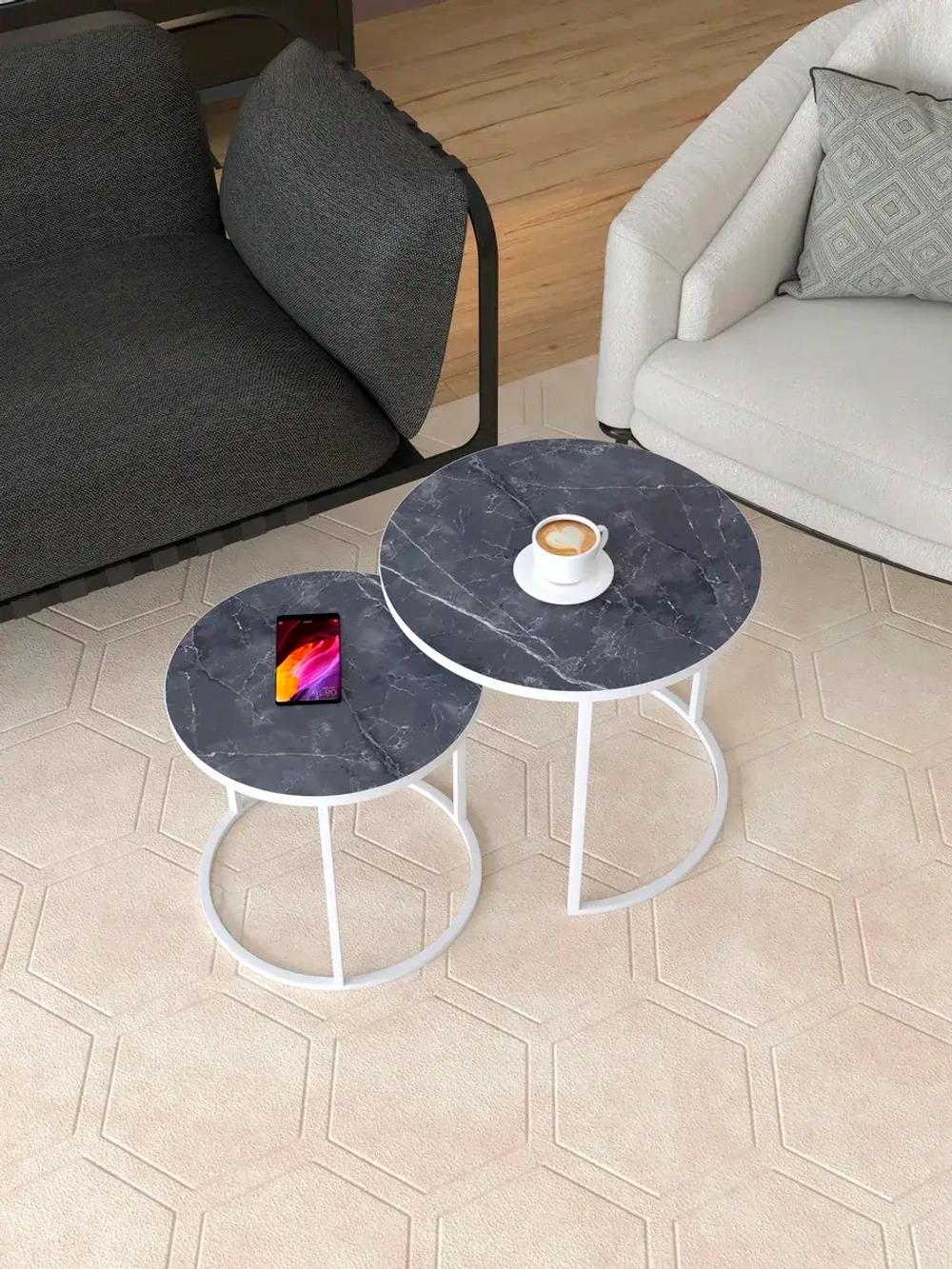 Комплект журнальных столов Акцент - керамогранит 201WMSBKER