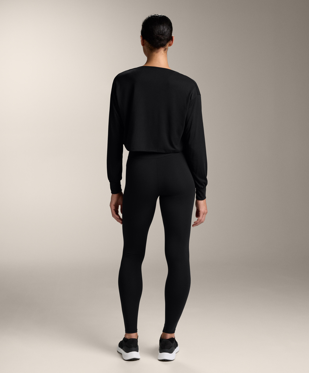 Oysho Футболка с драпированным вырезом из модала, черный