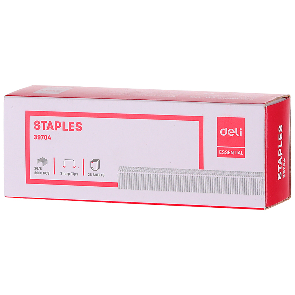 Скобы DELI для степлера №26/6 (25 листов), 5000 шт/кор