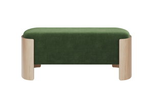 Банкетка Lagom 100 см (зелено-голубой FiberGuard, натуральный дуб)