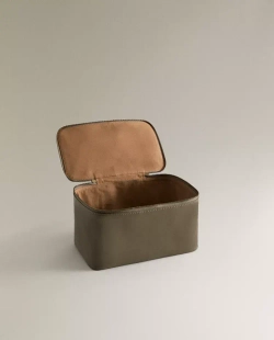 ZARA HOME БОЛЬШОЙ КОЖАНЫЙ НЕСЕССЕР, ХАКИ