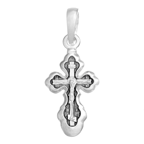 Крест из серебра/Частичное чернение/С подвижным ухом