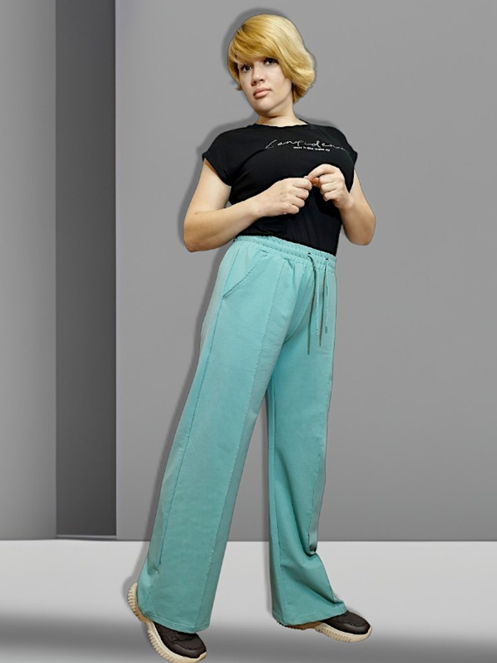 OWS-77 Брюки женские с карманами (футер 2-х нитка) (XL (52))