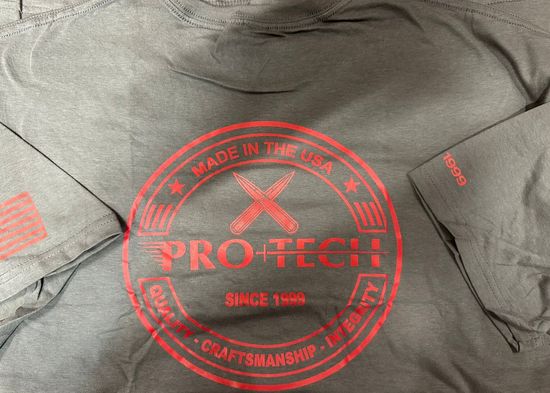 Футболка муж.,серая с красн.лого ProTech Knives USA,размер XXL