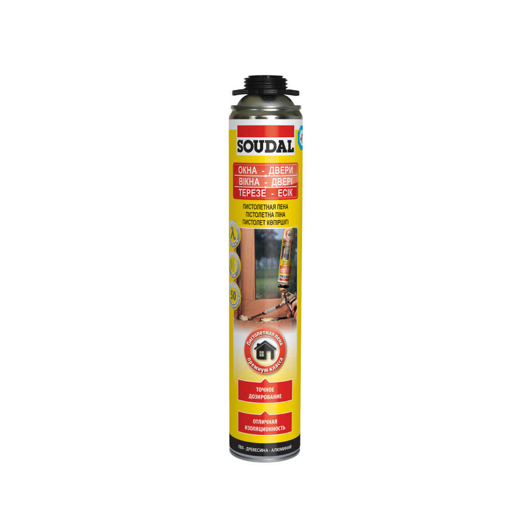SOUDAL Пена монтажная бытовая желтая летняя Yellow 50 750мл