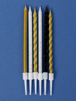 Свечи в торт «Праздничное волшебство», 6 шт, белый, черный, золотой