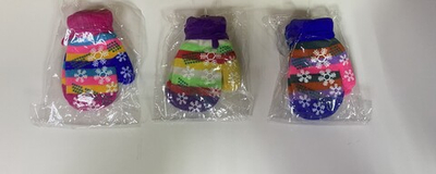 Варежки детские зимние трикотажные на завязках из 65% акрила на возраст 2-3 года цвета в ассортименте