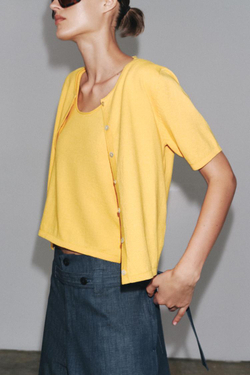 ZARA ОДНОТОННЫЙ КАРДИГАН, ЖЕЛТЫЙ