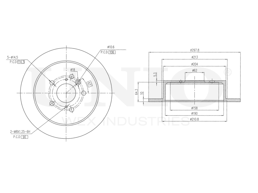 Диск тормозной задний UNIO BRD-20386