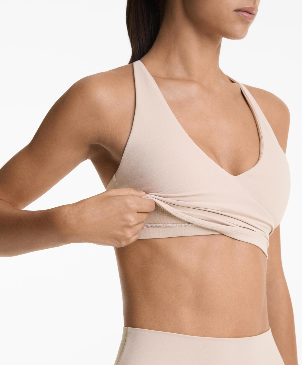 Oysho Майка-кроссовер Comfortlux, бежевый