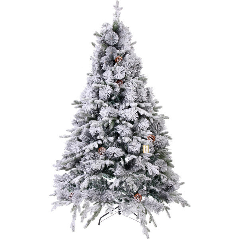 Ёлка «Снежная рапсодия» 180 см, ПВХ+Леска, шишки, белый иней (720 веток)