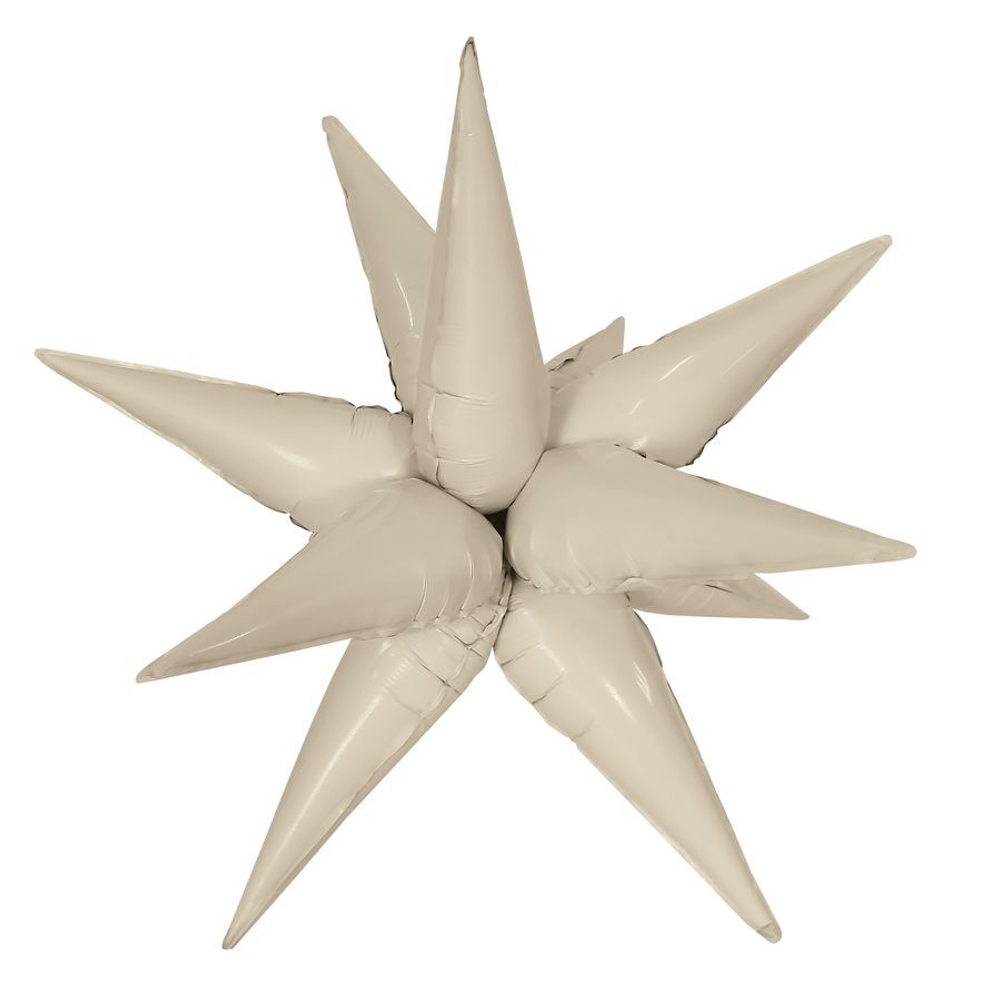 Шар 3D (26''/66 см) Звезда Составная Кремовый Сатин 1 шт. в уп.