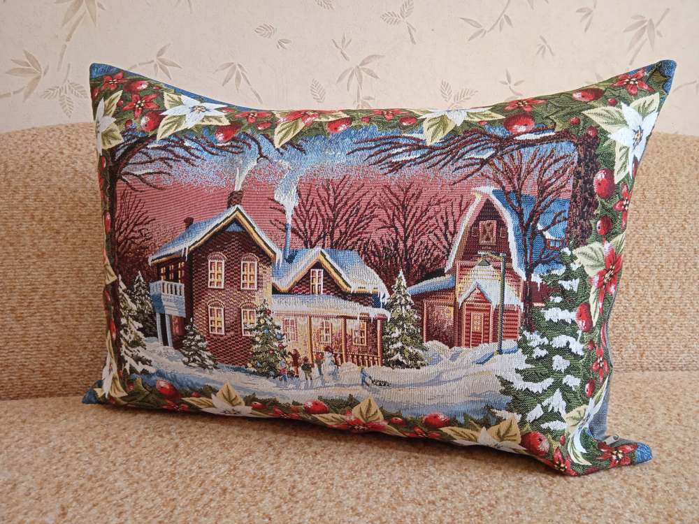 Декоративная гобеленовая наволочка для интерьерной подушки Волшебный вечер 68х47